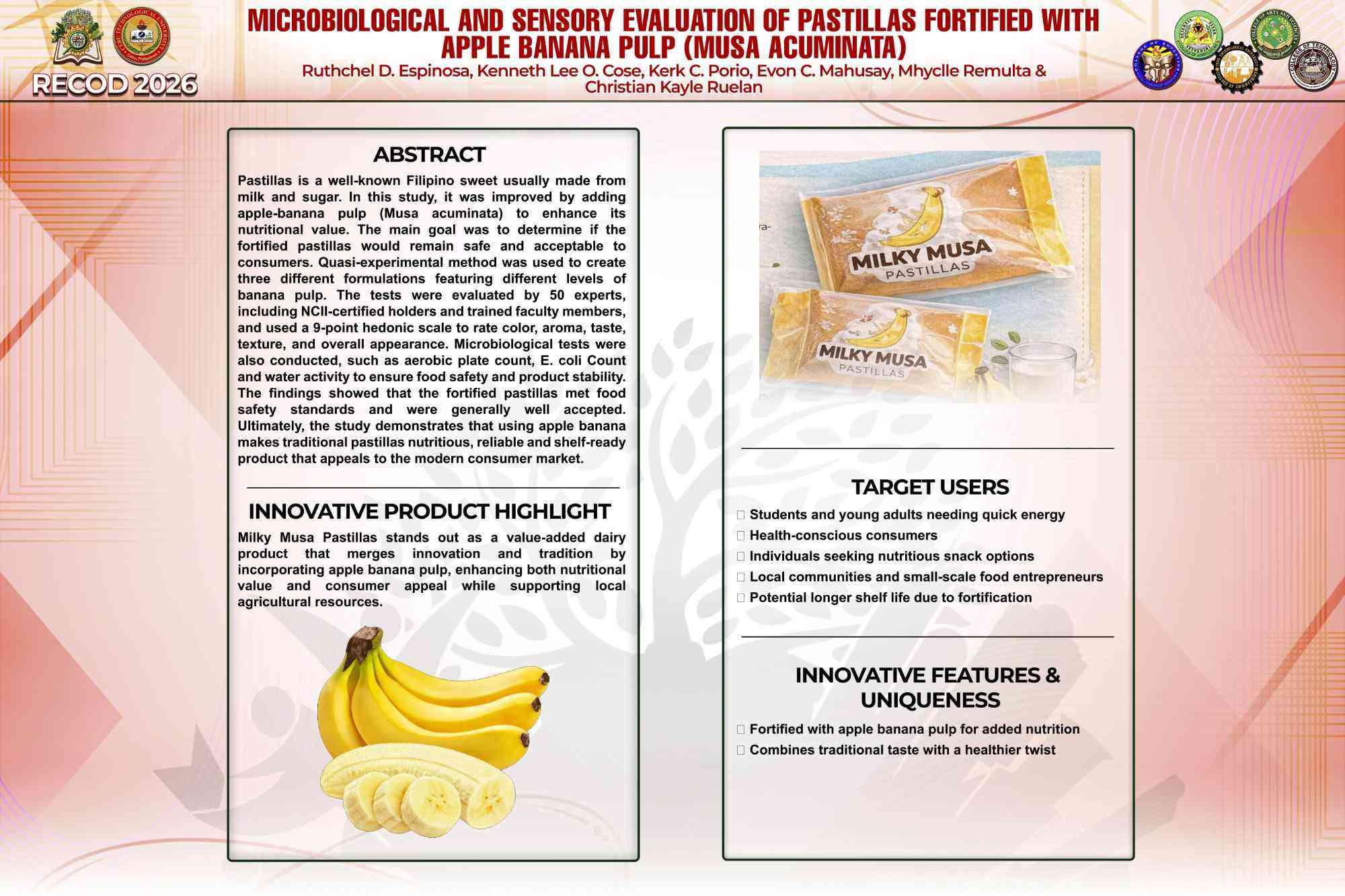 Microbiological and Sensory Evaluation of Pastillas Fortified with Apple Banana Pulp (Musa acuminata)