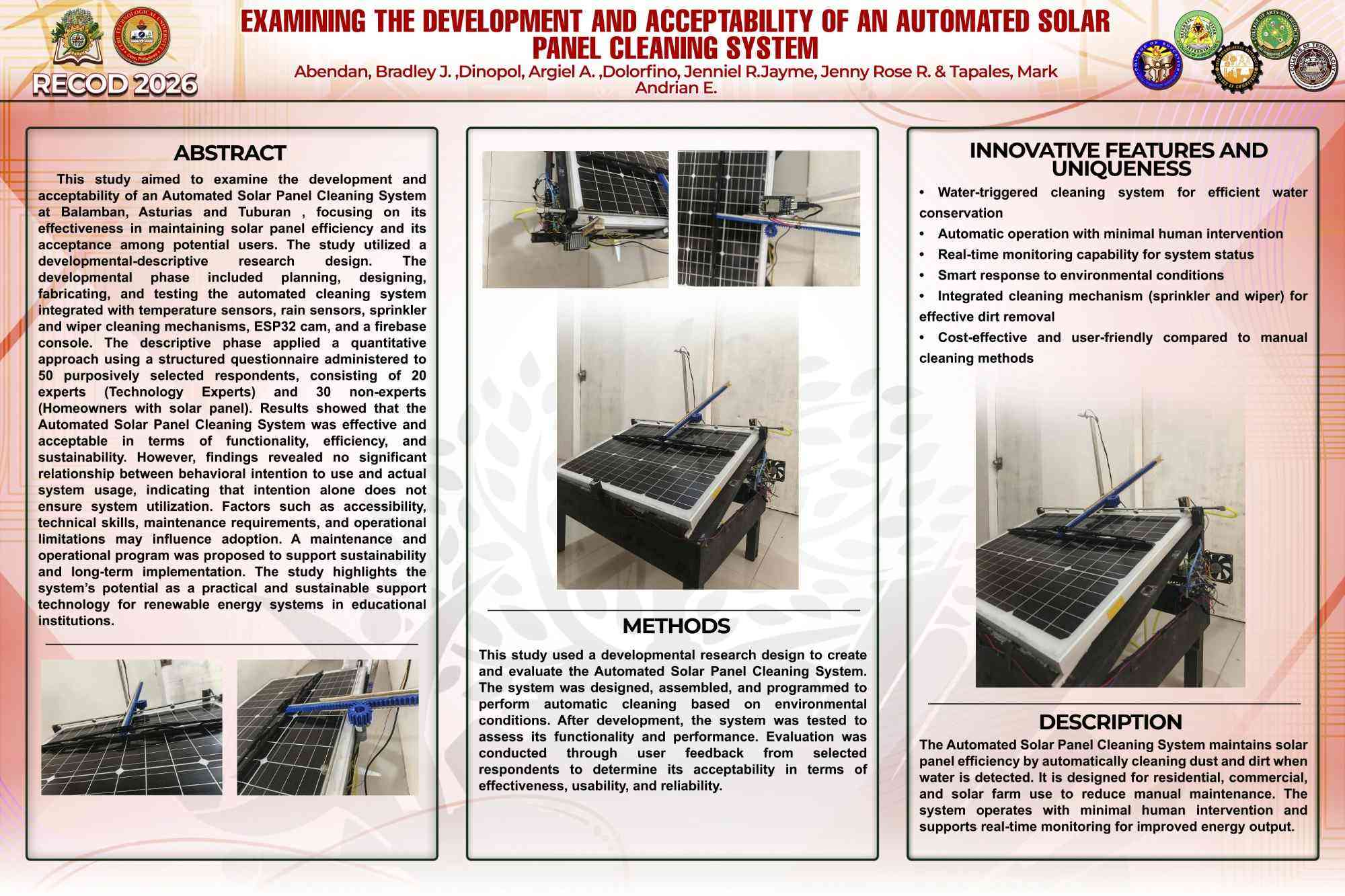 Examining the Development and Acceptability of an Automated Solar Panel Cleaning System